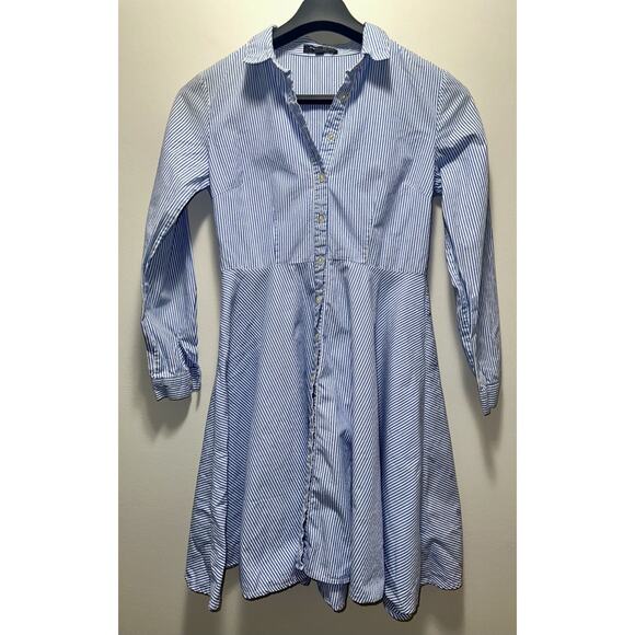 Romeo & Juliet Couture Women’s Medium Blue White Striped Shirt Dress 100% Cotton - Picture 1 of 6